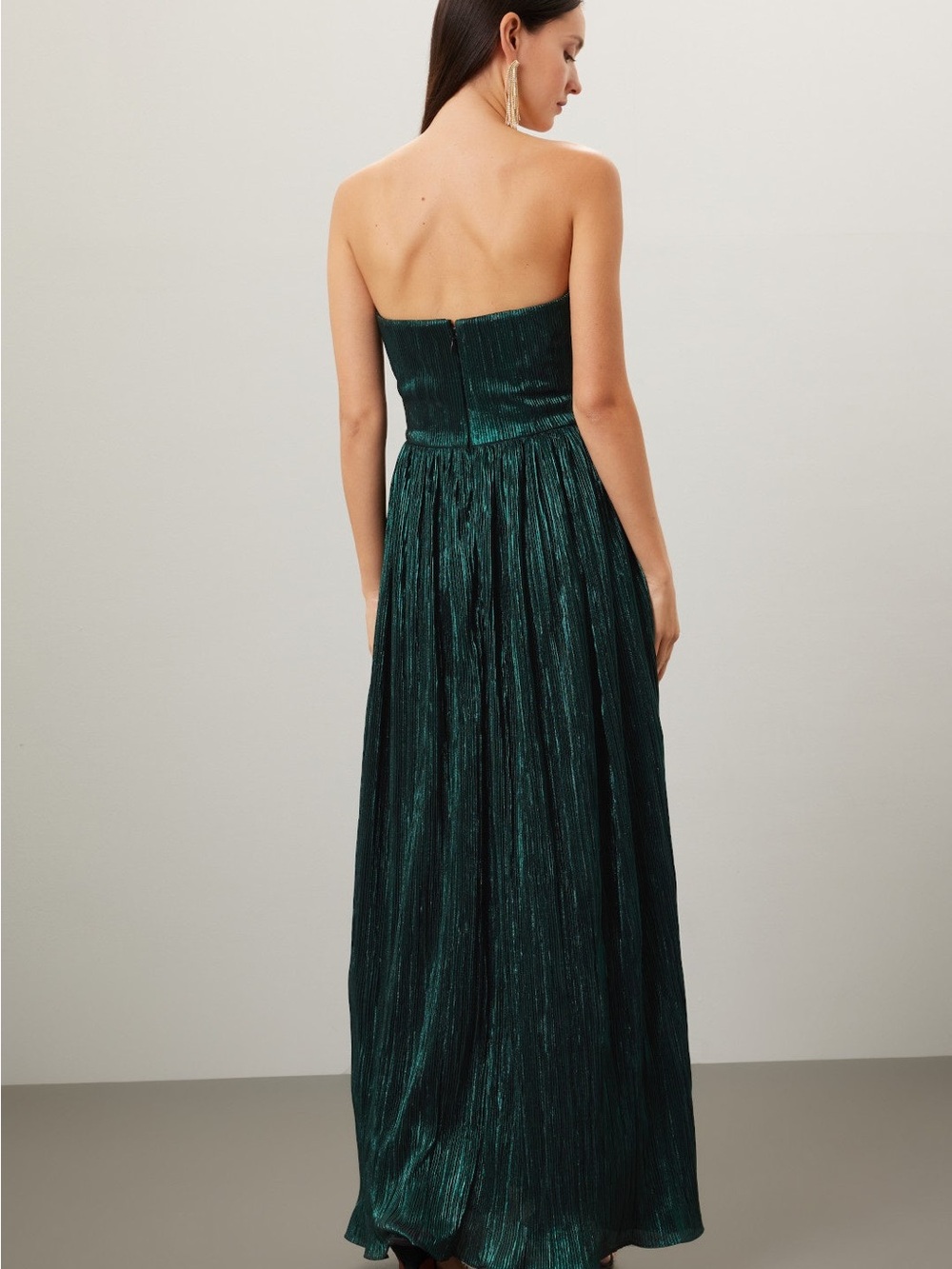 Dress the Population Strapless Emerald Green Metallic Gown - Picture 3 of 6